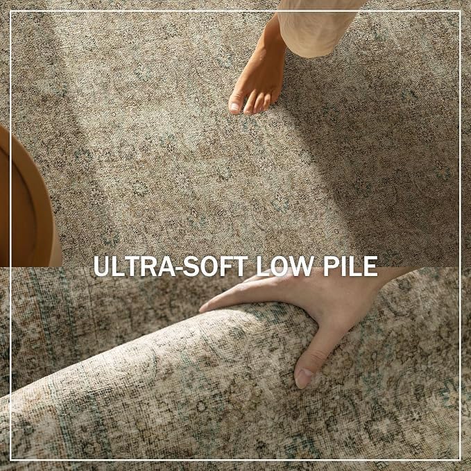 10x12 Area Rugs for Living room: Bedroom Rug Washable Vintage Stain Resistant Non Slip Low Pile Soft Lightweight Large Area Rug for Dining Room Under Table Kitchen Nursery Farmhouse Home Office