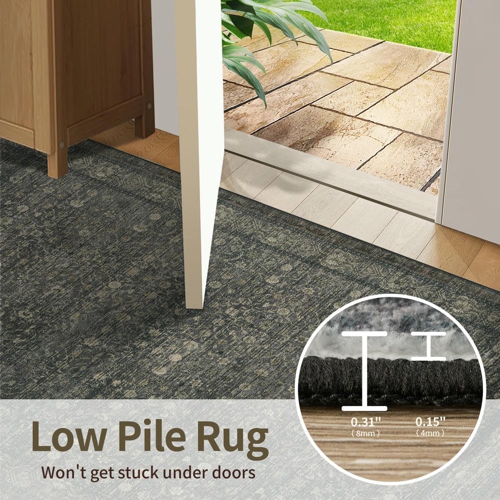 2x3 GreenWashable Entryway Rug,Small Door Mat for Bathroom Kitchen