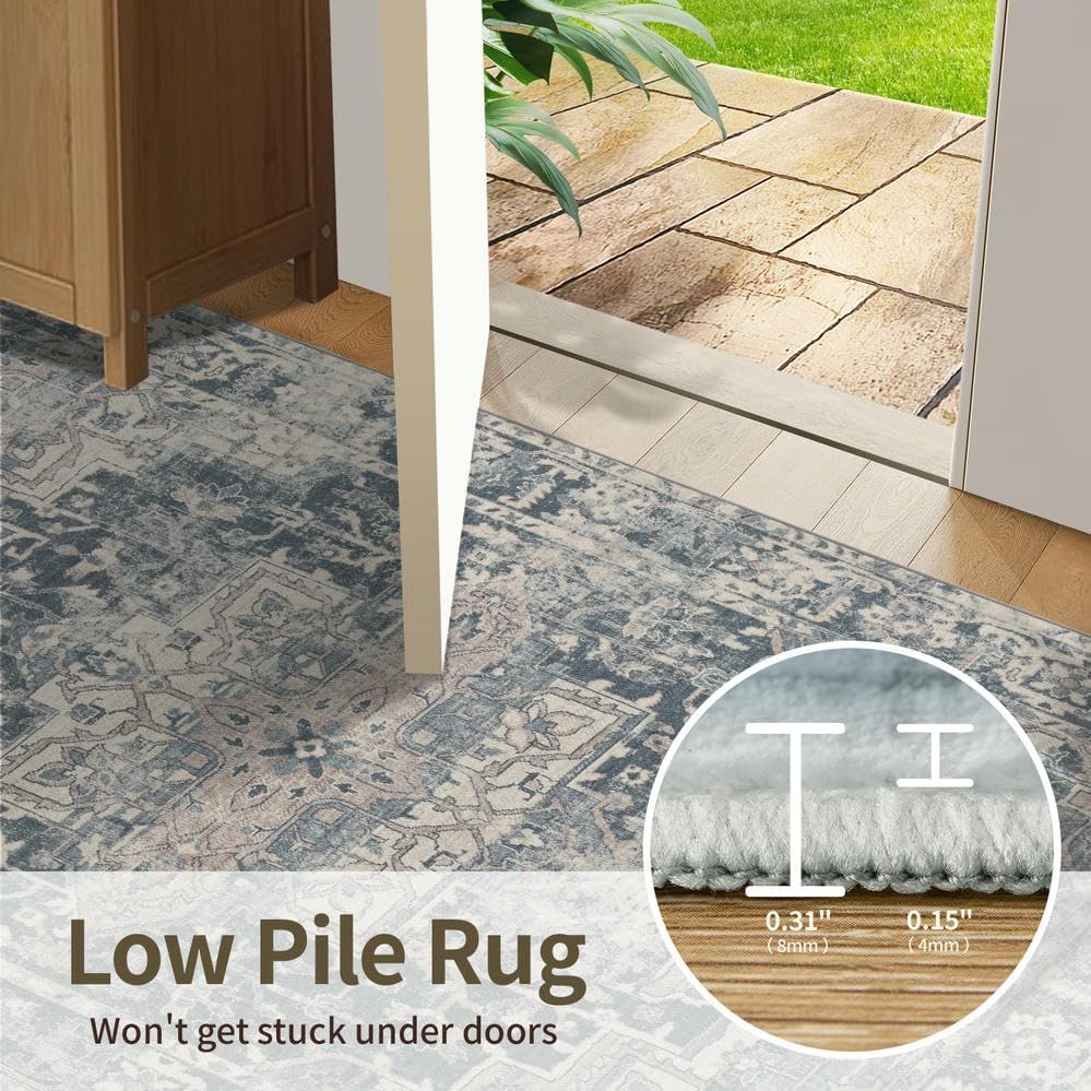Rugxara 2x10 Washable Runner Rug for Hallway Kitchen Entryway, Taupe/Grey