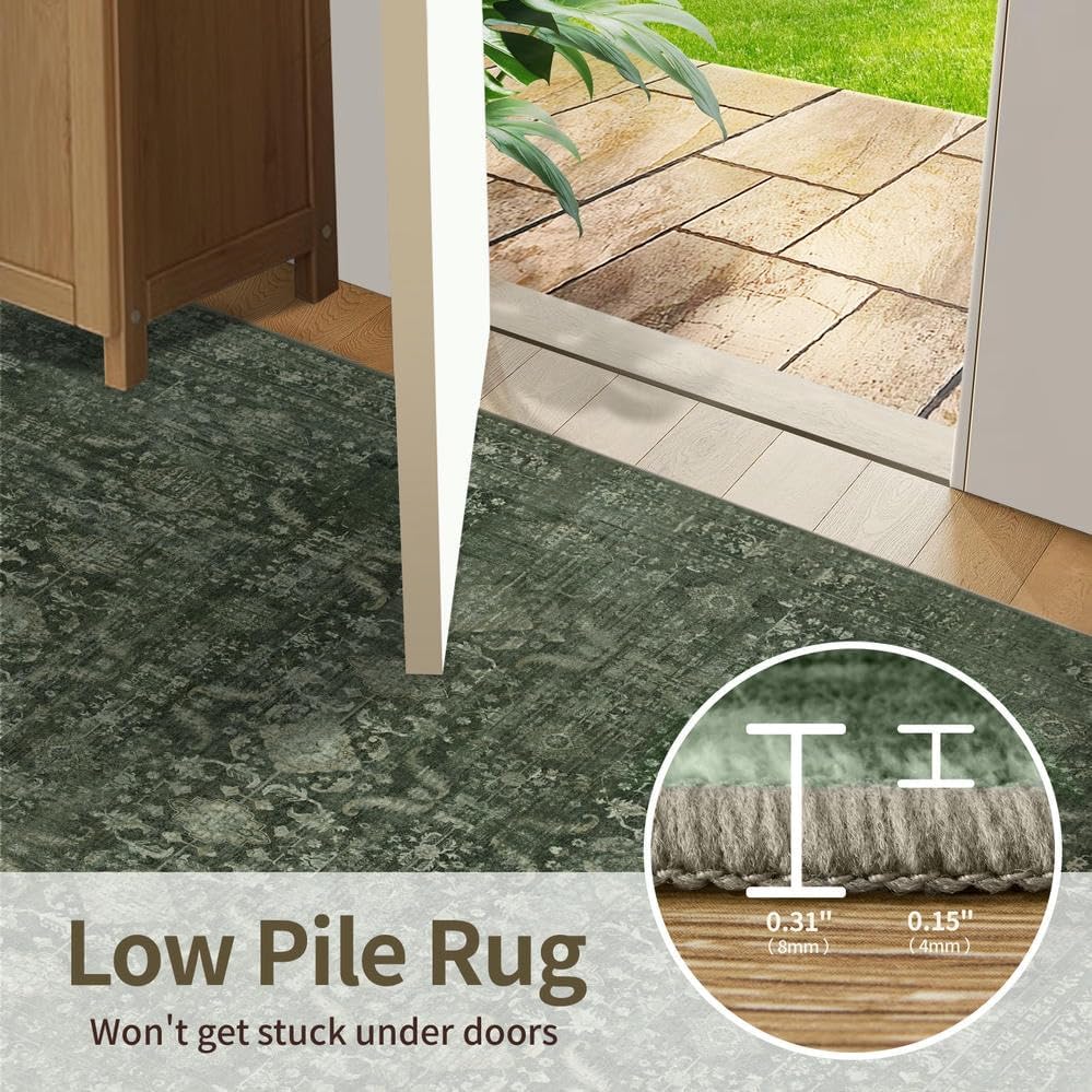 Rugxara Green 6x9 Area Rugs Washable Rug for Living Room Dining Bedroom