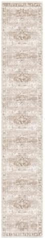 Hazo Haus Beige Boho 2'6"x14' Extra Long Runner Rug for Hallway, Washable Large Kitchen Floor Rug, Non-Slip Stain & Fade Resistant, Vintage Charming Geometric Floral Décor