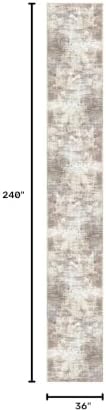 IOHOUZE Abstract Runner Rug 3x20 Ft Extra Long Washable Runners for Hallways, Non Slip Kitchen Runner Printed Faux Wool Entryway Runner Indoor, Modern Abstract Floor Carpet for Hall Stair, Beige Brown