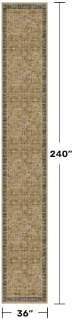 Hazo Haus Washable Earthy Tone 3x20 Extra Long Hallway Runner Rug, Boho Kitchen Floor Rug Indoor, Non-Slip Stain & Fade Resistant, Vintage Rustic Brown and Charcoal Olive Floral Décor