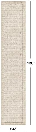 Beige Cream 2x10 Long Hallway Runner Rug, Non Slip Farmhouse Kitchen Rugs Washable, Geometric Floral Modern Entryway Floor Mats, Non Skid with Rubber Backing, Low Pile & Soft Carpet
