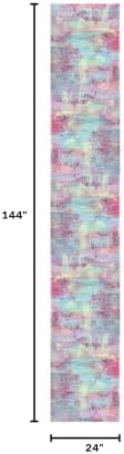 IOHOUZE Abstract Runner Rug 2x12 Ft Washable Runners for Hallways, Non Slip Kitchen Runner Printed Faux Wool Entryway Runner Indoor, Modern Abstract Floor Carpet for Hall Kitchen, Pink Teal