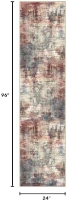 IOHOUZE Abstract Runner Rug 2x8 Ft Washable Runners for Hallways, Non Slip Kitchen Runner Printed Faux Wool Entryway Runner Indoor, Modern Abstract Floor Carpet for Hall Kitchen Bedroom, Red/Multi