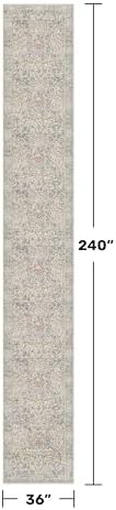 Washable 3x20 Wide Hallway Runner Rug - Beige Blue Ultra Soft Extra Long Runner Non Slip, Low Pile Stain Resistant Boho Pastel Rug for Large Kitchen, Entryway