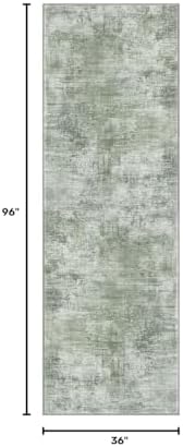 IOHOUZE Abstract Runner Rug 3x8 Ft Washable Runners for Hallways, Non Slip Kitchen Runner Printed Faux Wool Entryway Runner Indoor, Modern Abstract Floor Carpet for Hall Bedroom, Sage Green