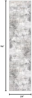 IOHOUZE Abstract Runner Rug 2x8 Ft Washable Runners for Hallways, Non Slip Kitchen Runner Printed Faux Wool Entryway Runner Indoor, Modern Abstract Floor Carpet for Hall Kitchen Bedroom, Grey Beige