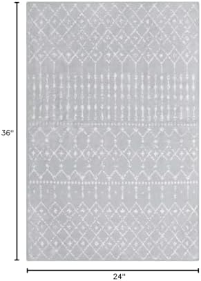 Lahome Moroccan Rugs for Entryway 2x3 Small Non-Slip Kitchen Rug Throw Lightweight Area Rugs for Bedroom Gray Vintage Print Distressed Bath Mat Floor Indoor Doormat Carpet for Laundry Living Room