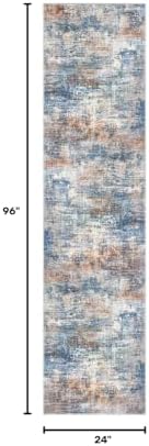IOHOUZE Abstract Runner Rug 2x8 Ft Washable Runners for Hallways, Non Slip Kitchen Runner Printed Faux Wool Entryway Runner Indoor, Modern Abstract Floor Carpet for Hall Bedroom, Blue Rust