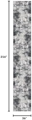 IOHOUZE Abstract Runner Rug 3x18 Ft Extra Long Washable Runners for Hallways, Non Slip Kitchen Runner Printed Faux Wool Entryway Runner Indoor, Modern Abstract Floor Carpet for Hall Stair, Black Grey