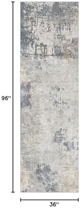 UERMEI 3x8 Washable Runner Rug for Hallway, Non Slip Low Pile Kitchen Carpet, Neutral Modern Abstract Indoor Floor Mat for Entryway Laundry, Kid & Pet Safe High Traffic Area, Blue Grey