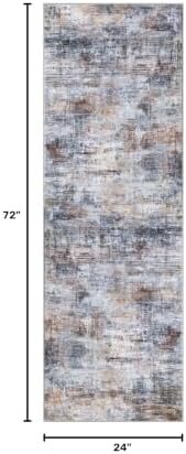 IOHOUZE Abstract Runner Rug 2x6 Ft Washable Runners for Hallways, Non Slip Kitchen Runner Soft Printed Faux Wool Entryway Runner Indoor, Modern Abstract Floor Carpet for Hall Bedroom, Orange Grey