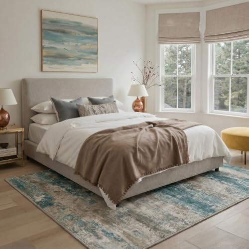 BEIMO 2x10 Runner Rug for Hallway, Teal Grey Washable Abstract Rug