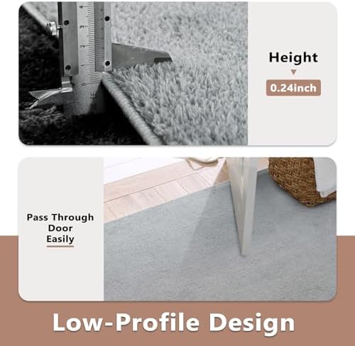 7x10 Large Pure Light Grey Area Rug Non-Slip Washable for Living Room