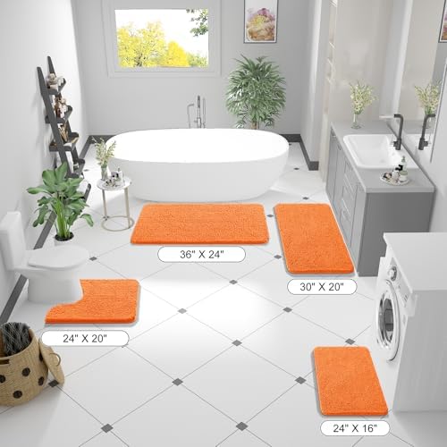 OLANLY Large Bathroom Rugs 50x30, Extra Soft Absorbent Chenille Bath Rugs
