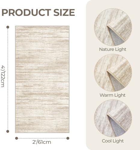 2x4 Rug Runners for Hallways Non Slip,Brown