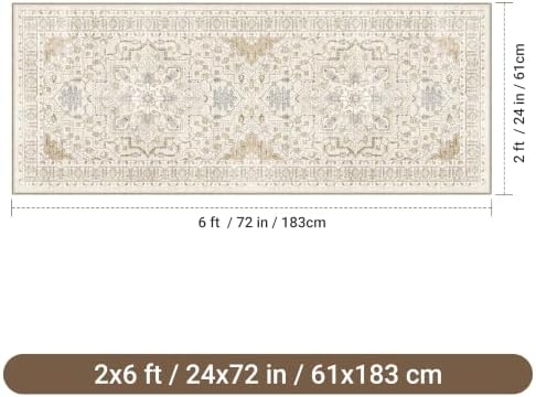 befbee 2x6 Hallway Runner Rug Non Slip Washable Kitchen Rugs Beige