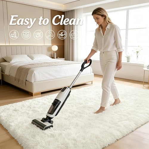 OLANLY 2x9 Machine Washable Runner Rugs for Hallway, Soft Fluffy Shaggy Bedside Rugs for Bedroom, Living Room, Indoor Floor Carpet for Kids Girls and Boys, Nursery Rooms, Home Decor Aesthetic, Ivory