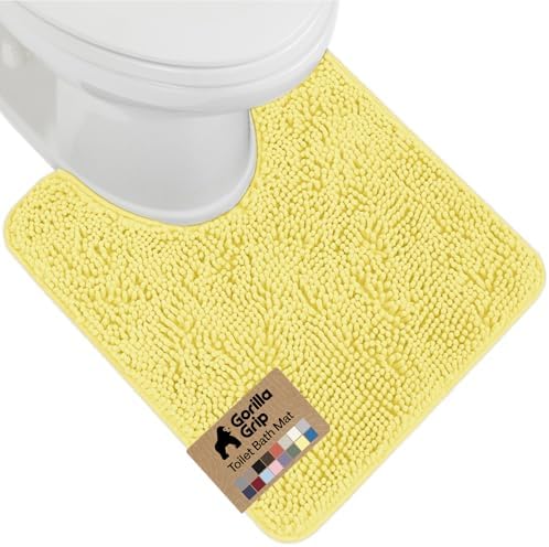 GORILLA GRIP Chenille Bath Rug Mat for Oval Toilet Base, 24x19 Yellow
