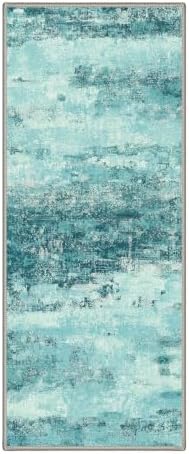 BEIMO 2x5 Teal Abstract Runner Rug, Washable Non-Slip for Hallway