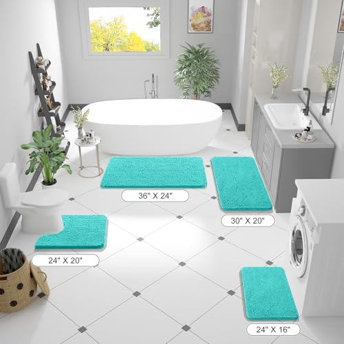 OLANLY Bathroom Runner Rugs 59x24, Extra Soft Absorbent Chenille Bath Rugs