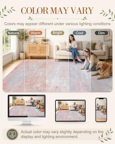OLANLY 4x6 Washable Area Rug, Soft Non Slip Carpet for Bedroom Living Room