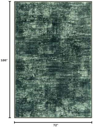IOHOUZE Abstract Area Rugs 6x9 Ft Washable Rugs for Living Room, Non Slip Dining Room Rug, Printed Faux Wool Rugs for Bedroom, Floor Carpet for Office Nursery Playroom, Dark Green