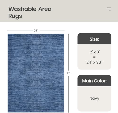 Valenrug 2x3 Rug Non Slip, Washable Entryway Rug for Bedroom Navy