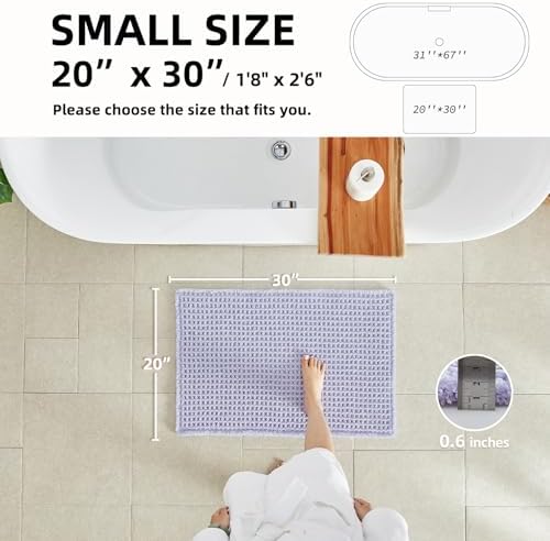 TYUU Waffle Bath Mat, Cute Bathroom Rugs Non Slip, 30x20 Lavender Cream