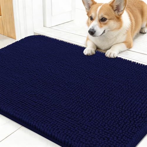 OLANLY Dog Door Mat for Muddy Paws 30x17, Super Absorbent Chenille Mud Mat
