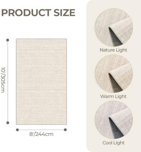 8x10 Area Rugs for Living Room,Large Washable Rug,Beige