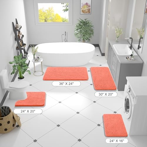 OLANLY Bathroom Runner Rugs 70x24, Extra Soft Absorbent Chenille Bath Rugs
