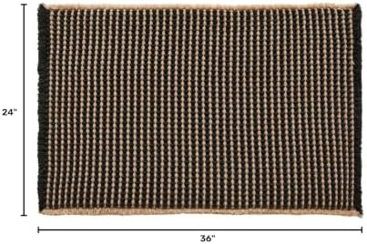 TYUU Waffle Bath Mat, Boho Bathroom Rugs Non Slip, 36x24 Khaki & Black