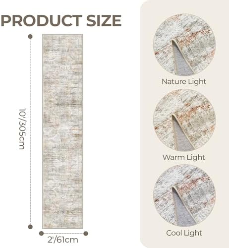 2x10 Runner Rug Non Slip,Washable Hallway Runner Rug,Green