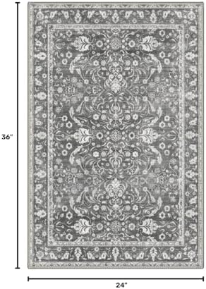 Bavni 2x3 Doormat, Vintage Floral Washable Non Slip Area Rug for Entrance