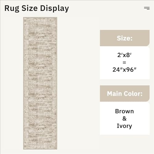 Soalmost Runner Rug 2x8 Washable Non-Slip Hallway Kitchen Runners Brown