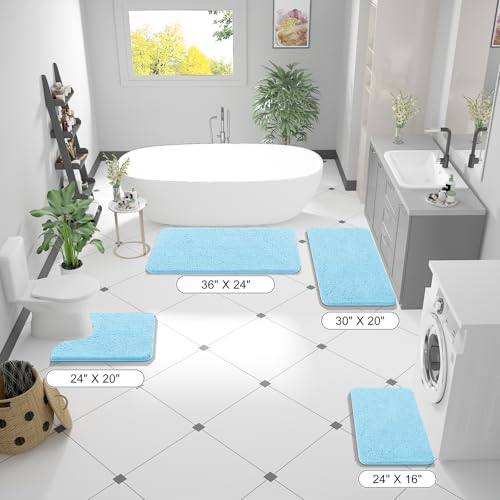 OLANLY Bathroom Runner Rugs 59x20, Extra Soft Absorbent Chenille Bath Rugs