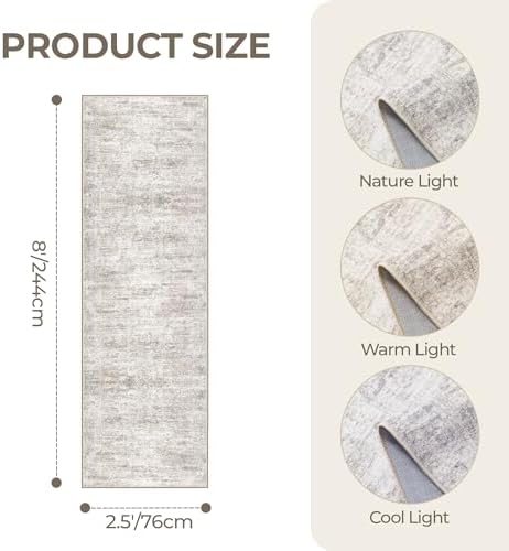 2'6 x 8' Runner Rug Non Slip,Washable Kitchen Rugs,Taupe