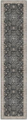 Dark Washable Long Runners for Hallways, 2'6"x12' Wide Kitchen Runner Rug, Entryway Indoor Rug, Non Slip Rubber Backing Boho Vintage Floor Decor, Ashen/Multi