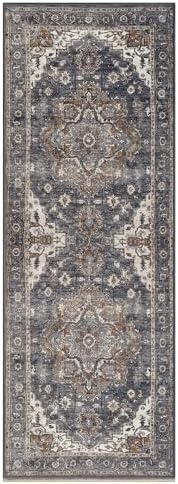 Keen Home Design Vintage Washable Runner Rug, Non-Slip Low Pile, 2x10