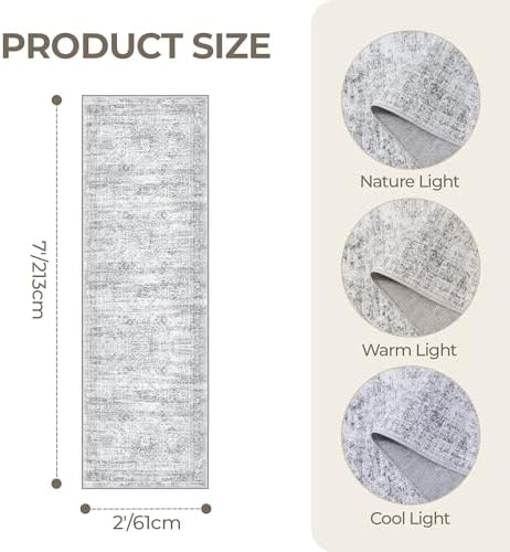 2x7 Runner Rug Non Slip,Washable Hallway Runner Rug,Grey