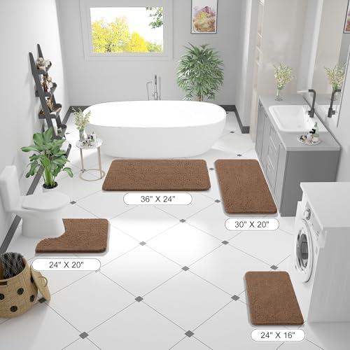 OLANLY Bathroom Rugs 35x24, Extra Soft Absorbent Chenille Bath Rugs