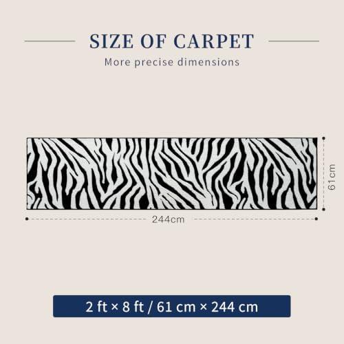 YIHOUSE Zebra Hallway Runner Rugs 2x8: Black and White Modern Washable Rug