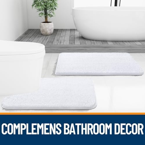 OLANLY Toilet Rugs U-Shaped 24x24, Soft Absorbent Chenille Contour Rugs