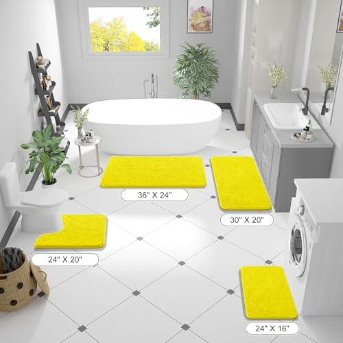 OLANLY Small Bathroom Rugs 24x16, Extra Soft Absorbent Chenille Bath Rugs