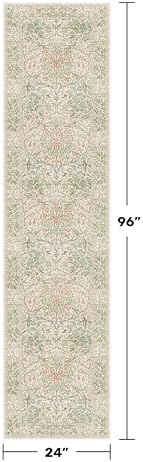 Beige Green Washable 2x8 Rug Runner Non Slip for Kitchen, Bathroom, Hallway