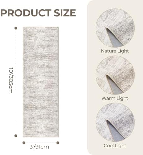 3x10 Runner Rug Non Slip,Washable Hallway Runner Rug,Taupe