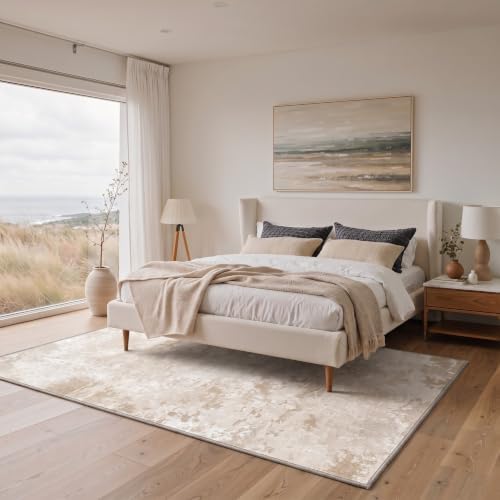 BEIMO Area Rugs 9x12 for Living Room, Beige White Washable Abstract Rug